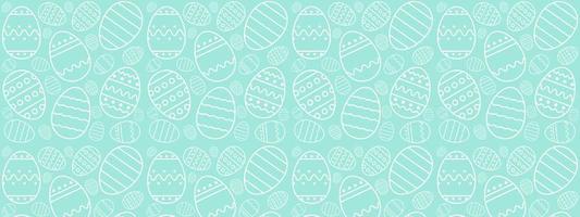 Seamless pattern of Decorated Easter eggs on turquoise background. Easter background for banners, textiles, paper, scrapbooking, wallpaper, wrappers. Festive decoration, Easter. Vector illustration