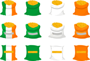 Irish holiday St Patrick day, big set color bags of coins png