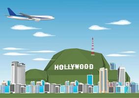 hermosa ilustración de vector de ciudad de hollywood