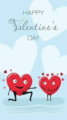 One heart proposes marriage to another. Valentine's Day card. Love theme
