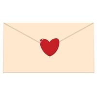 Cute envelope with heart on white background. Happy Valentine's Day. vector