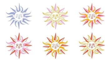 Magic background groovy in retro trend style with clipart elements. mystical vector isolated pattern. editable stroke clipart stickers. Esoteric element witchcraft. Collection of occult symbols y2k