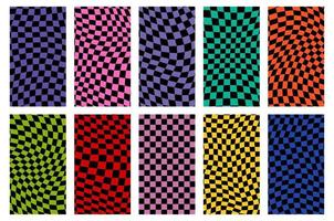 Groovy retro pattern background in psychedelic checkered backdrop style. A chessboard in a minimalist abstract design with a 60s 70s aesthetic vibe. hippie style y2k. funky print vector illustration