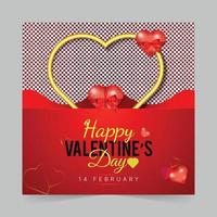 Editable Valentine's Day square social media post with a heart shape design background for digital marketing promotion ads sales and discount web banner template vector