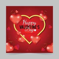 Editable Valentine's Day square social media post with a heart shape design background for digital marketing promotion ads sales and discount web banner template vector