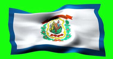 bandera de virginia occidental realista ondeando en pantalla verde. animación en bucle sin interrupciones con alta calidad video