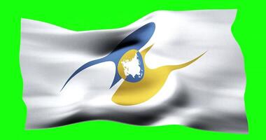 bandera de la unión económica euroasiática ondeando de forma realista en pantalla verde. animación en bucle sin interrupciones con alta calidad video