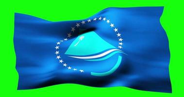 flagge der pazifischen gemeinschaft realistisches winken auf grünem bildschirm. Nahtlose Loop-Animation mit hoher Qualität video