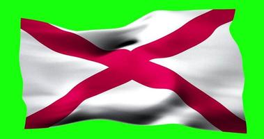 bandera de alabama ondeando realista en pantalla verde. animación en bucle sin interrupciones con alta calidad video