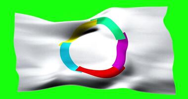 Flag of Organisation internationale de la Francophonie realistic waving on green screen. Seamless loop animation with high quality video