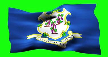 vlag van Connecticut realistisch golvend Aan groen scherm. naadloos lus animatie met hoog kwaliteit video