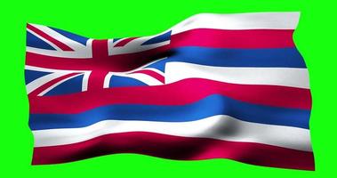 Flag of Hawaii realistic waving on green screen. Seamless loop animation with high quality video