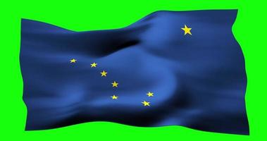 flagge von alaska realistisches winken auf grünem bildschirm. Nahtlose Loop-Animation mit hoher Qualität video