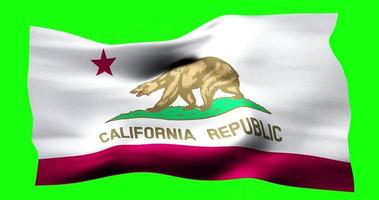 bandera de california realista ondeando en pantalla verde. animación en bucle sin interrupciones con alta calidad video