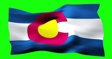 Flag of Colorado realistic waving on green screen. Seamless loop animation with high quality video