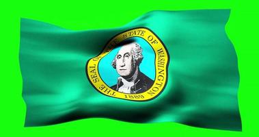 bandera de washington ondeando realista en pantalla verde. animación en bucle sin interrupciones con alta calidad video