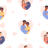 Seamless pattern with couple in love png