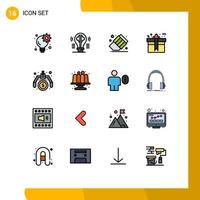 Mobile Interface Flat Color Filled Line Set of 16 Pictograms of financial present imagination package gift Editable Creative Vector Design Elements