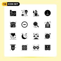 16 Universal Solid Glyphs Set for Web and Mobile Applications rating circle bulb profit growth Editable Vector Design Elements