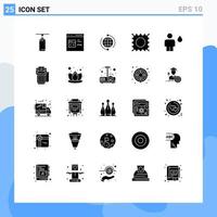 Set of 25 Commercial Solid Glyphs pack for lsd world html internet connection Editable Vector Design Elements