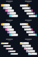 plantilla de diapositiva de presentación del paquete de infografías vectoriales 6 diagramas de ciclo de 5 pasos y líneas de tiempo vector