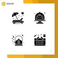 Solid Glyph concept for Websites Mobile and Apps beach dish sun baking coffee Editable Vector Design Elements