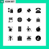 Universal Icon Symbols Group of 16 Modern Solid Glyphs of conversation contact rugby communication beauty Editable Vector Design Elements