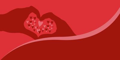fondo del corazón. manos en forma de corazón. día de San Valentín. romanticismo vector