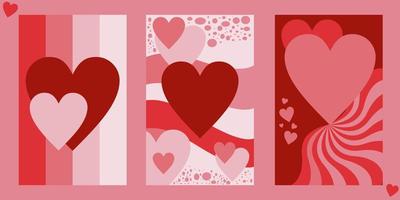 Love theme cover design. Heart shape pattern. Valentine's day background. Romanticism in Flat style and solid colors. vector