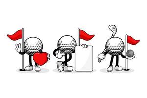 Golf ball cartoon character design collection vector