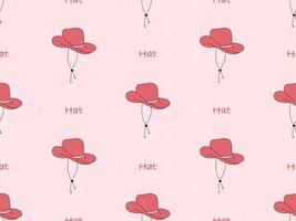 Hat cartoon character seamless pattern on pink background vector