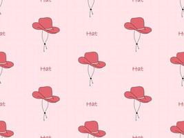 Hat cartoon character seamless pattern on pink background vector