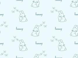 Bunny cartoon character seamless pattern on blue background vector