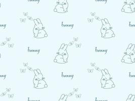 Bunny cartoon character seamless pattern on blue background vector