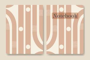 Notevook cover with geometric shapes background. Neutral color art. Applicable for planner and notebooks, a5 page. vector
