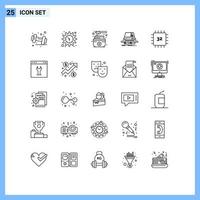 Pictogram Set of 25 Simple Lines of computers drive sauna pad game Editable Vector Design Elements