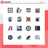 Set of 16 Modern UI Icons Symbols Signs for market location board map building Editable Creative Vector Design Elements
