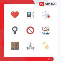 9 User Interface Flat Color Pack of modern Signs and Symbols of ban air multi meter cool protection Editable Vector Design Elements
