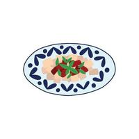 Vector beshbarmak hand drawn kazakh dish. Central Asian national dish illustration