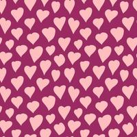 Hearts vector pattern. Different kinds of hearts on violet background. Hand drawn seamless pattern. Valentine's Day decor.