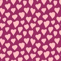 Hearts vector pattern. Different kinds of hearts on violet background. Hand drawn seamless pattern. Valentine's Day decor.