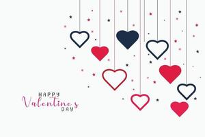 Stylish hanging hearts background for valentines day vector