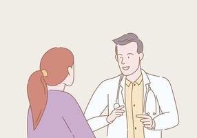 doctor advice consultation patient with outline or line and clean simple people style vector