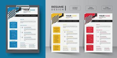 Creative resume and curriculum vitae template design vector