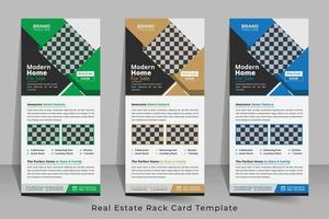 Corporate real estate agency rack card and dl flyer template design vector