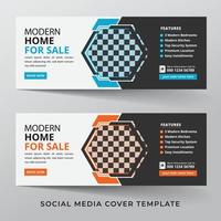 Real estate and home apartment social media cover template vector