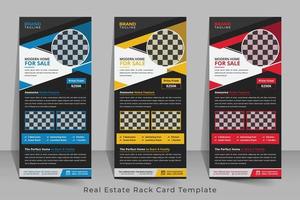 Corporate real estate agency rack card and dl flyer template design vector