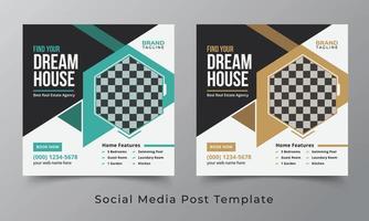 Real estate and home apartment social media post template design vector