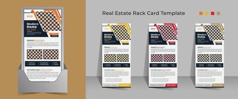 Corporate real estate agency rack card and dl flyer template design vector