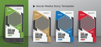 Real estate and home apartment social media story template design vector